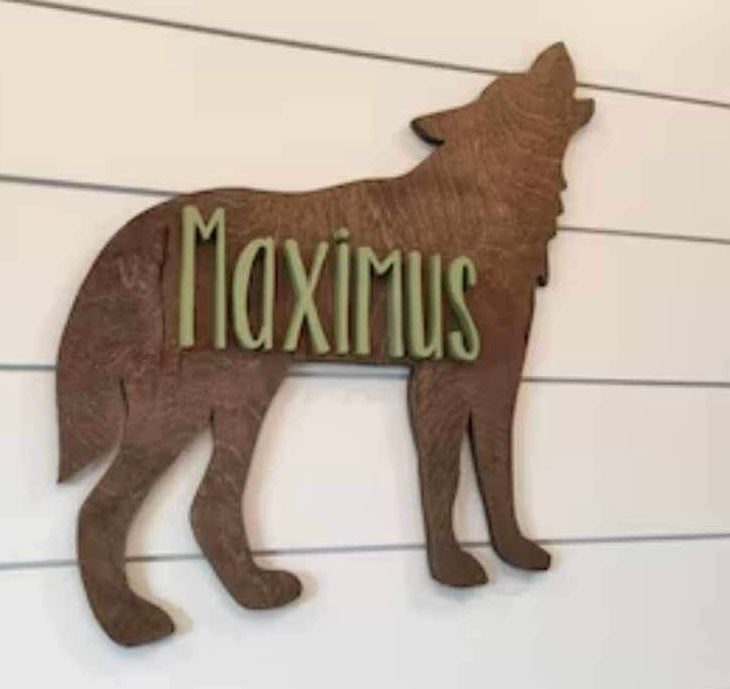 Wolf Nursery Name Sign