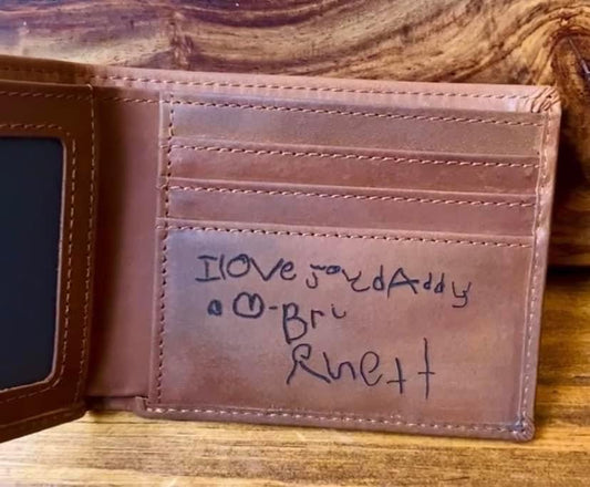 Leather Wallet -Handwritten Engraved