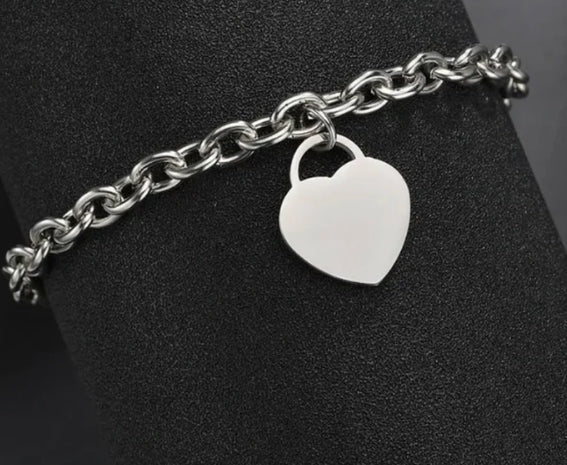 Custom Silver Heart Bracelet