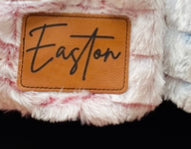 Leather name patch for blanket