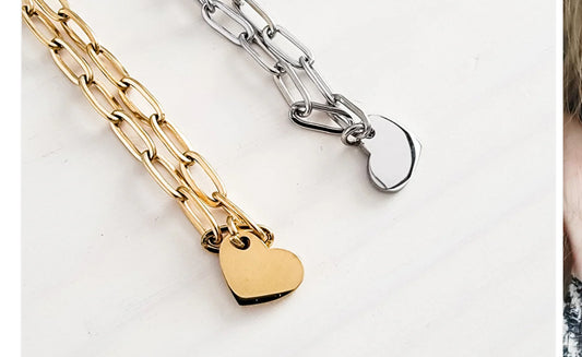 Heart Paper Clip Bracelet