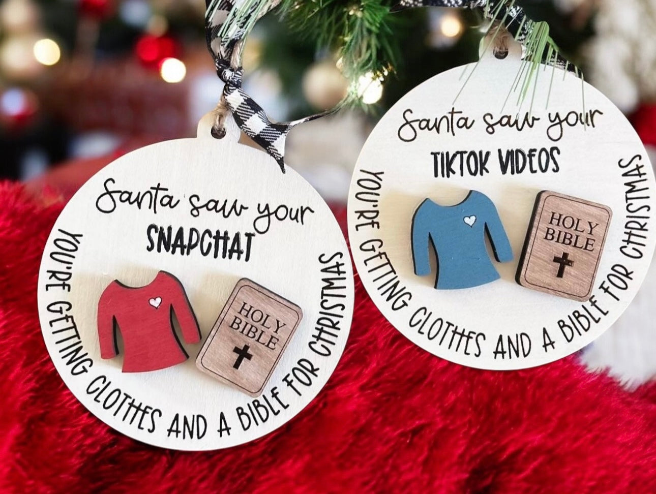 Santa saw your snap/tiktok ornament
