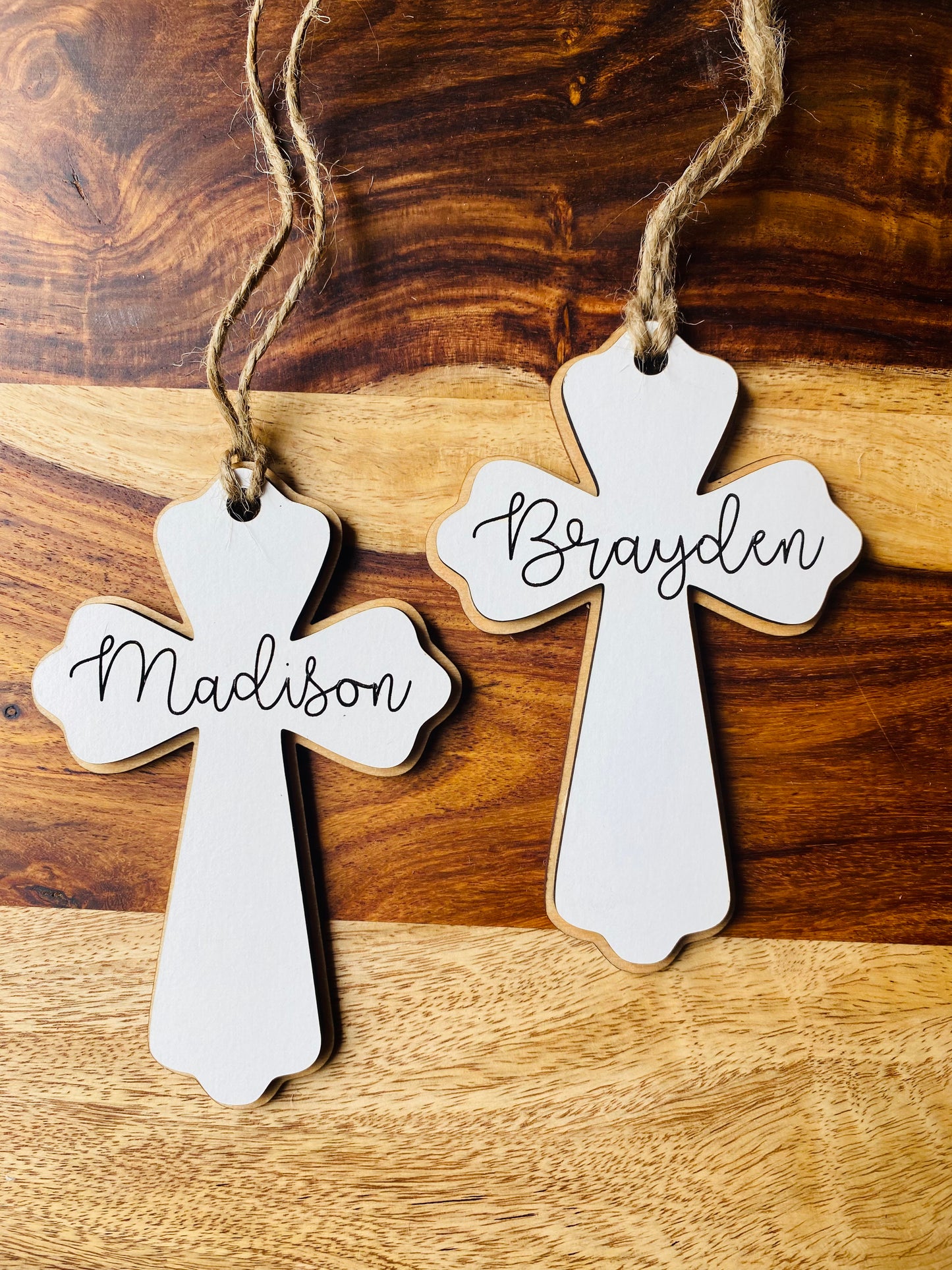 Wooden Cross Name Tag