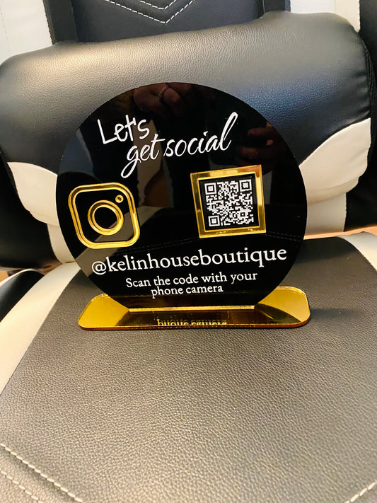 Acrylic Social Sign with QR Code